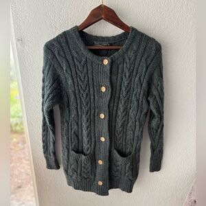 Vintage WoolOvers Cable Knit Cardigan – Irish Fisherman Style – Size Medium